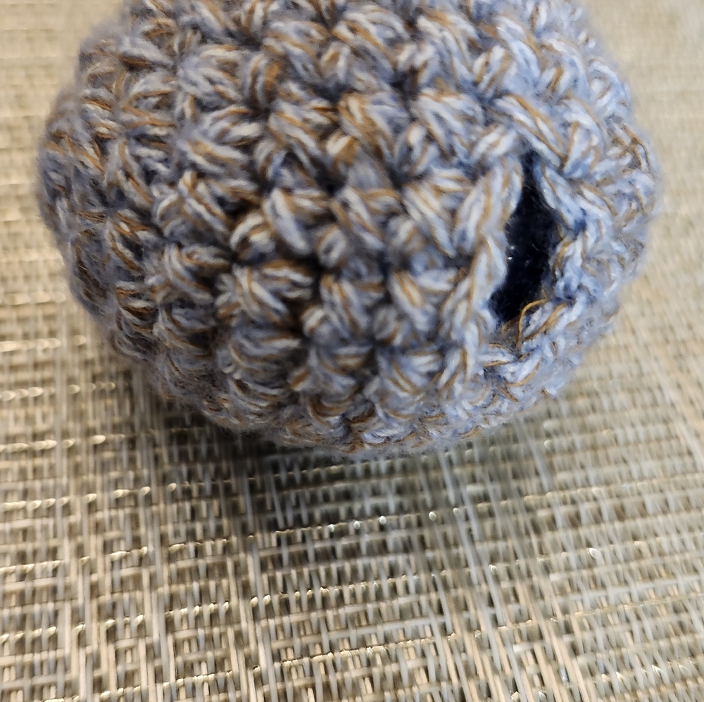 Hand Crafted Gray and Brown Crochet Accessory Sensory Stress Ball With Pop Out